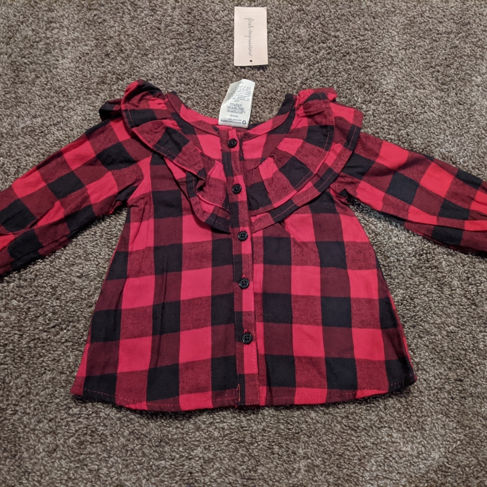 First Impressions 6/9M Frilly shirt